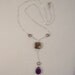 Gemstone Necklace w Amethyst, Smoky Quartz Gemstones and Crystal Beads on Sterling Silver Chain