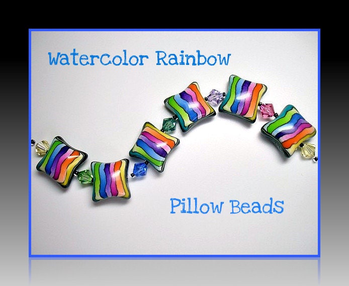 Polymer clay Rainbow Pillow Bead Set