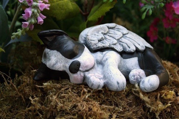 Boston Terrier Angel Statue Dog Angel Concrete Memorial