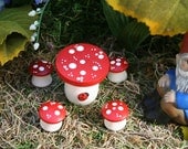 Fairy Furniture - Fairy House 5 Piece Mushroom Patio Garden Set