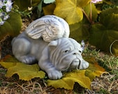 Angel Bulldog Garden Statues Concrete Bulldog Angel Dog Sculptures