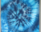 Cotton Sateen, Hand Dyed Yard, Sky Swirl, turquoise, cobalt, cerulean blue