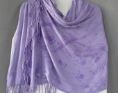 Shibori Shawl, Hand Dyed, Purple-Lavender