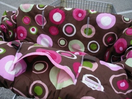 Shopping cart cover for girl Boutique Shopping Cart Cover BROWN with PINK POP Shopping Cart Cover