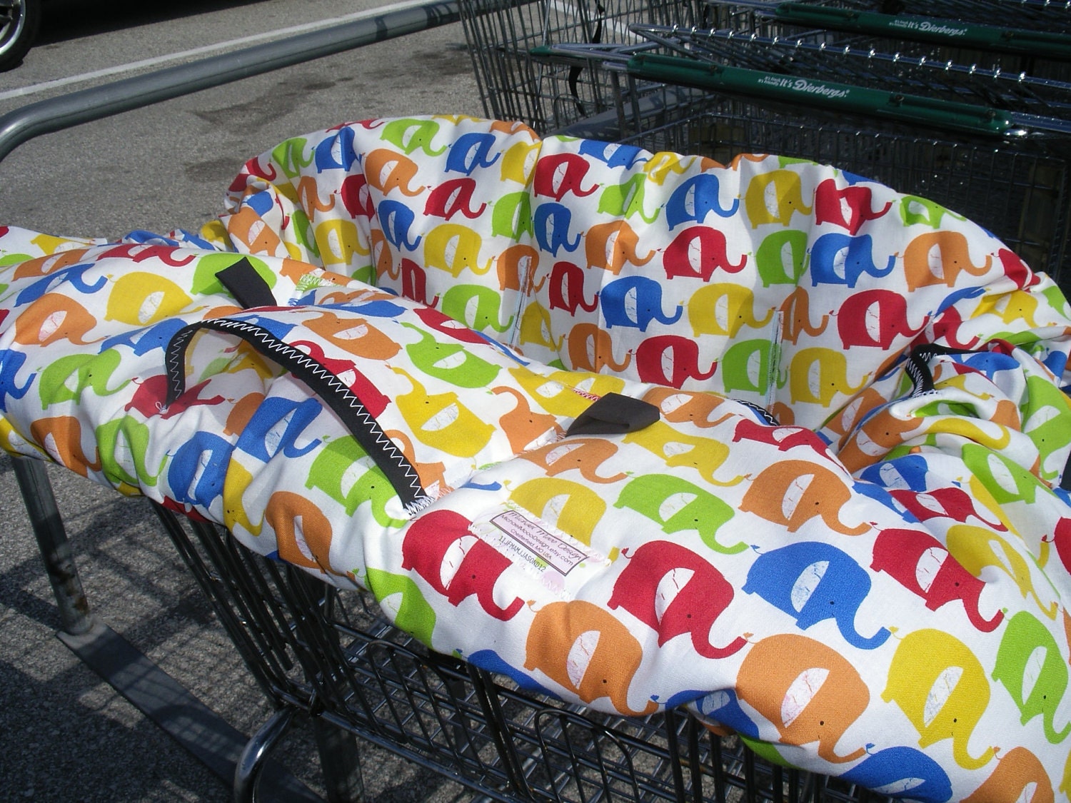 Shopping cart cover for boy or girl Baby Elephants Its a Jungle out there.... Shopping Cart Cover