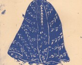 Powder Blue Cape on Creamy Yellow Italian Paper