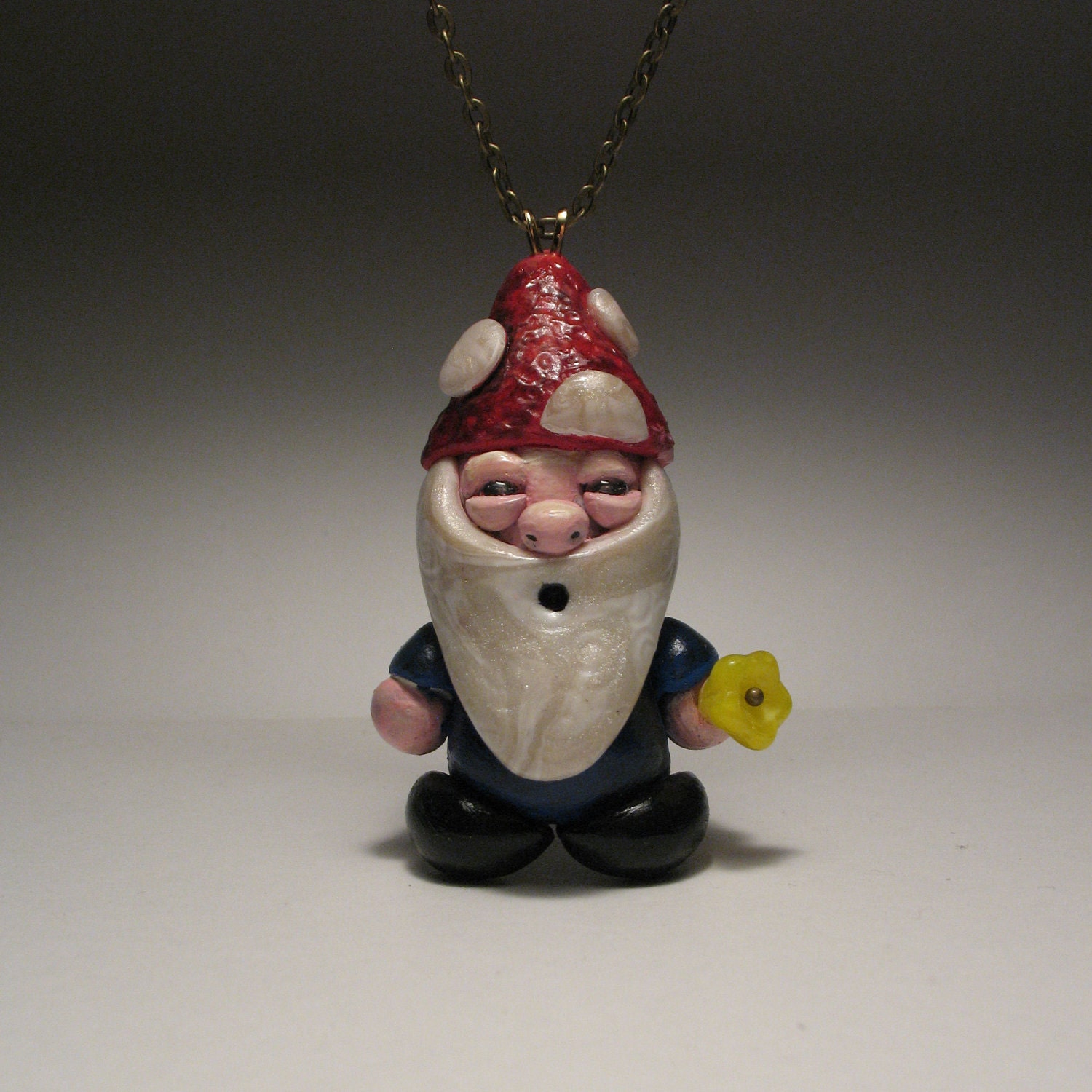 Gnome Buddy Loves You Necklace - Whimsical, Fantasy, Sculpture