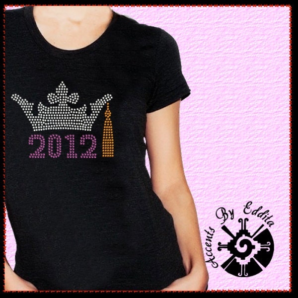 2013 Princess Graduation Crown DIY Rhinestone Iron On Transfer (Your Choice of Tassel Color and Year) Great for your Special Graduate