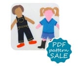 Matilda and Elliott Felt Paper Doll Pdf Patterns for Flannel Board - Instant Download