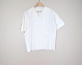 60s blouse // ivory embroidered cotton and pin tucking // vintage 1960s sailor blouse