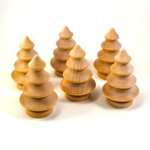 Dozen Cute Little Wooden Christmas Trees