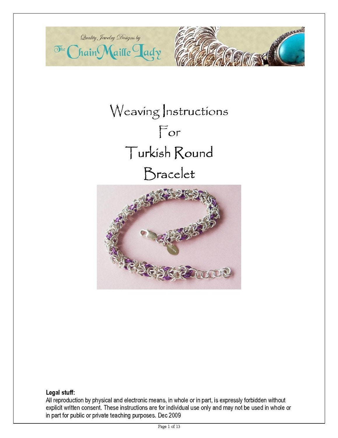 PDF Instructions For The Turkish Round Chainmaille Weave