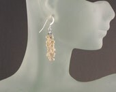 Cream Pearl Chainmaille Earrings Shaggy Loops in Sterling Silver