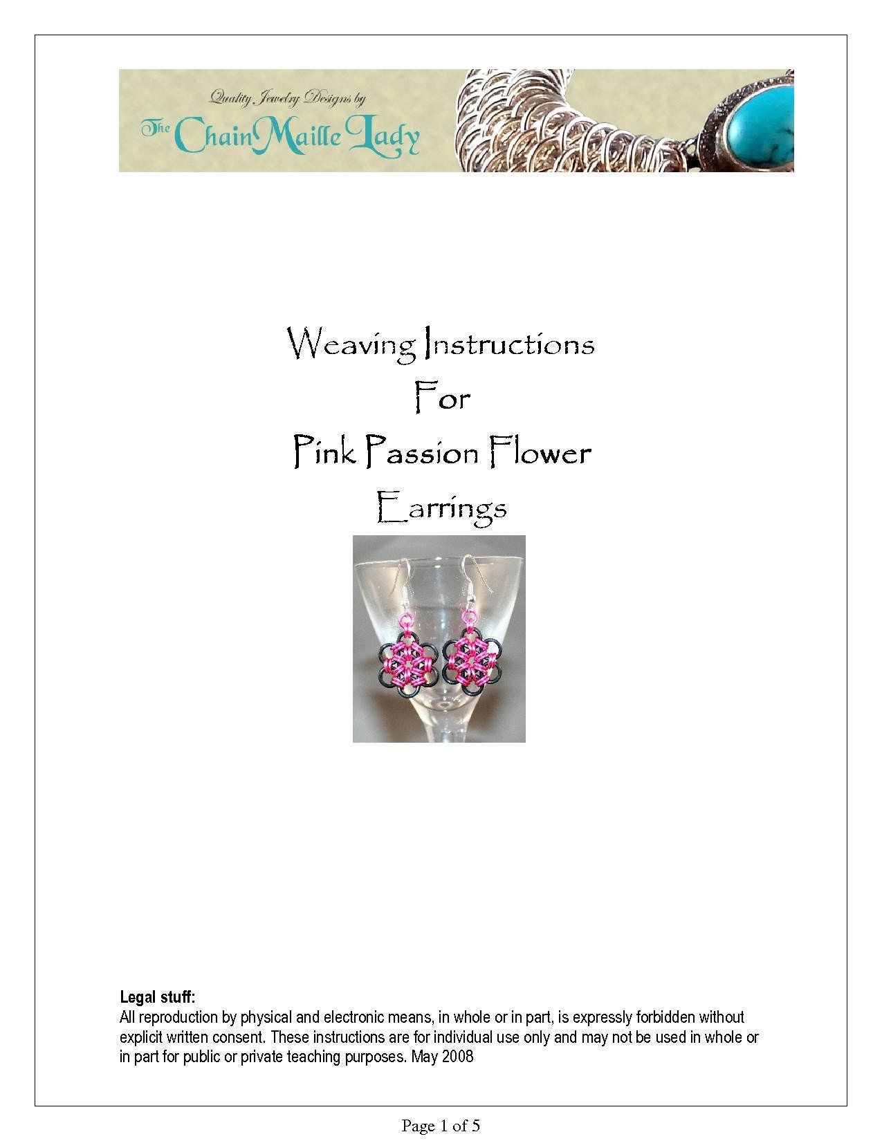 PDF Instructions For Pink Passion Chainmaille Earrings