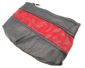 Red and black recycled leather clutch