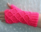 Luminous Pink Diamond Fingerless Gloves - Free International Shipping