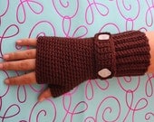 Chocolate Ribbit Fingerless Gloves - Free International Shipping
