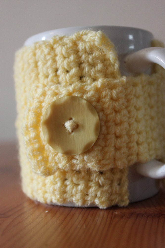 Yellow Mug Cozy With Bow - Free International Shipping