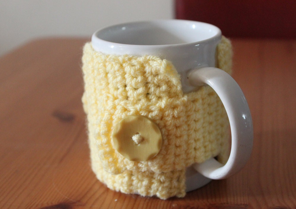 Yellow Mug Cozy With Bow - Free International Shipping
