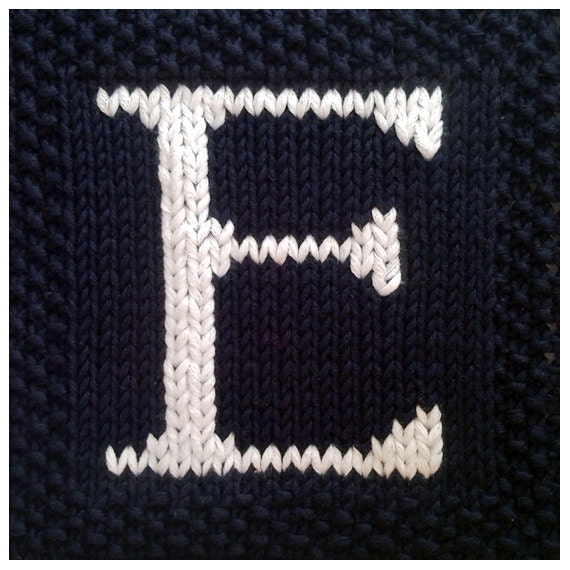 PDF Knitting pattern capital letter E afghan / blanket square - instant download after purchase