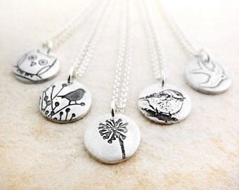 Bridesmaid necklaces - silver - Set of 5 your choice of design. Wedding jewelry