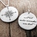 Compass necklace - Not all who wander are lost - compass rose necklace - inspirational quote - silver quote pendant
