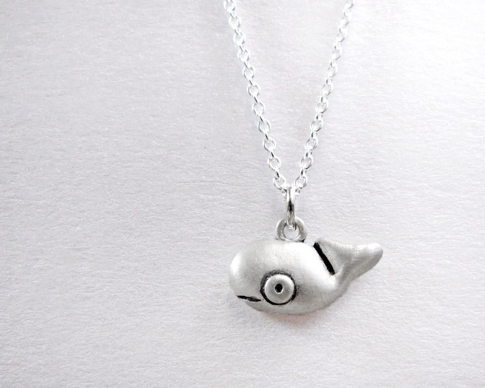 Very tiny whale necklace - silver nautical ocean sea life marine animal jewelry