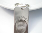 Silver Fingerprint Jewelry, Personalized Keychain, Fathers Day Keychain, Baby Fingerprint Jewelry, Baby Keepsake Jewelry, Wedding Gift