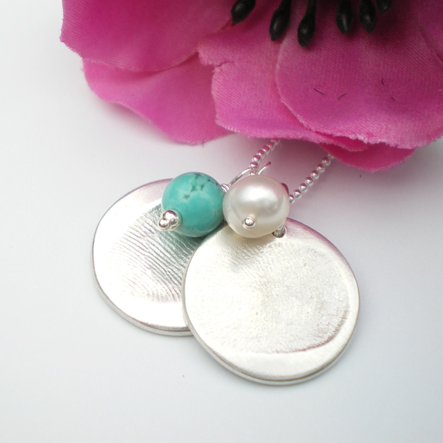 Round Fingerprint Charms, Silver Fingerprint Jewelry,  Baby Fingerprint Pendant, Silver Fingerprint Necklace, Baby Thumbprint, Personalized