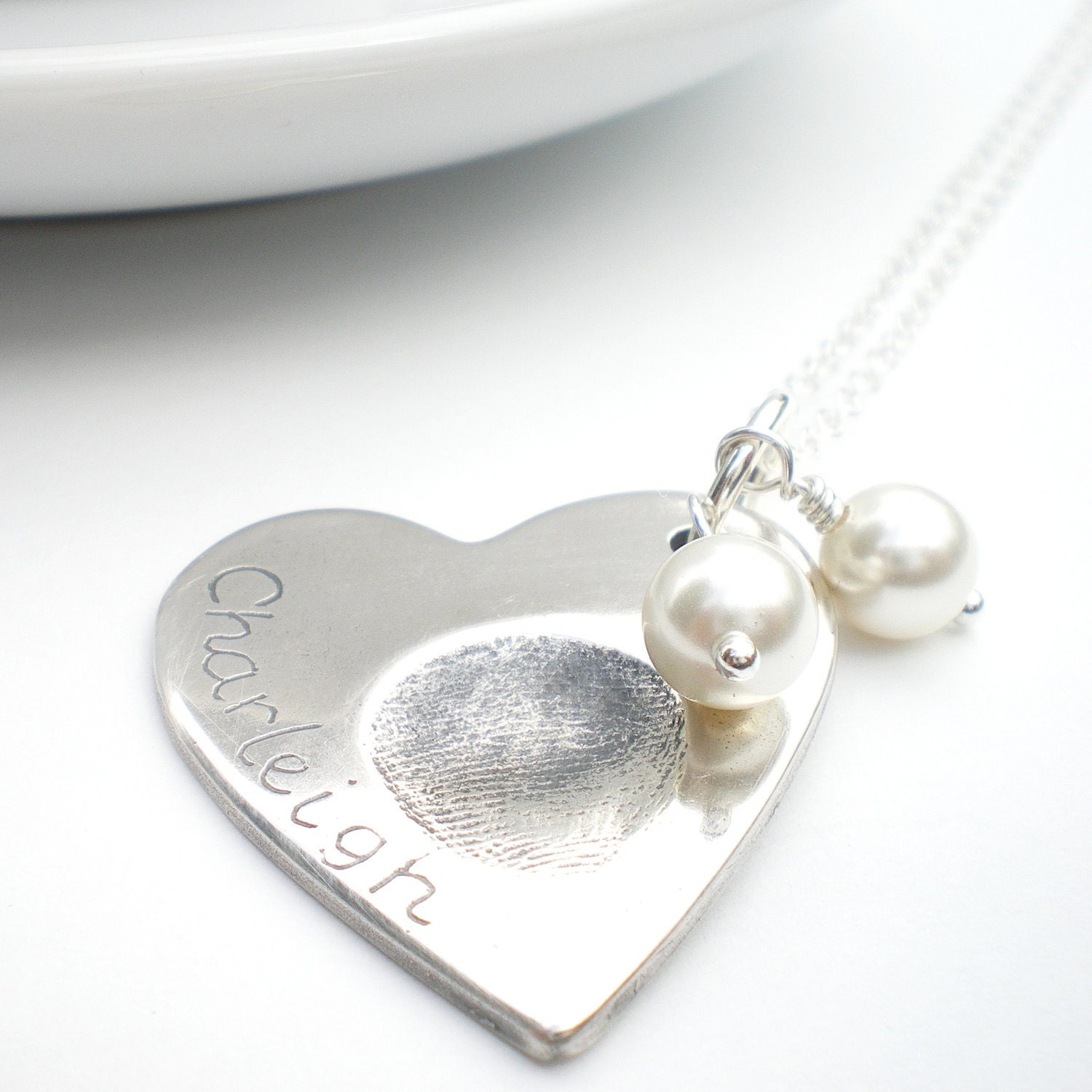 Mothers Day Necklace, Silver Fingerprint Jewelry, Baby Fingerprint Jewelry, Silver Fingerprint Necklace, Customized, Personalized