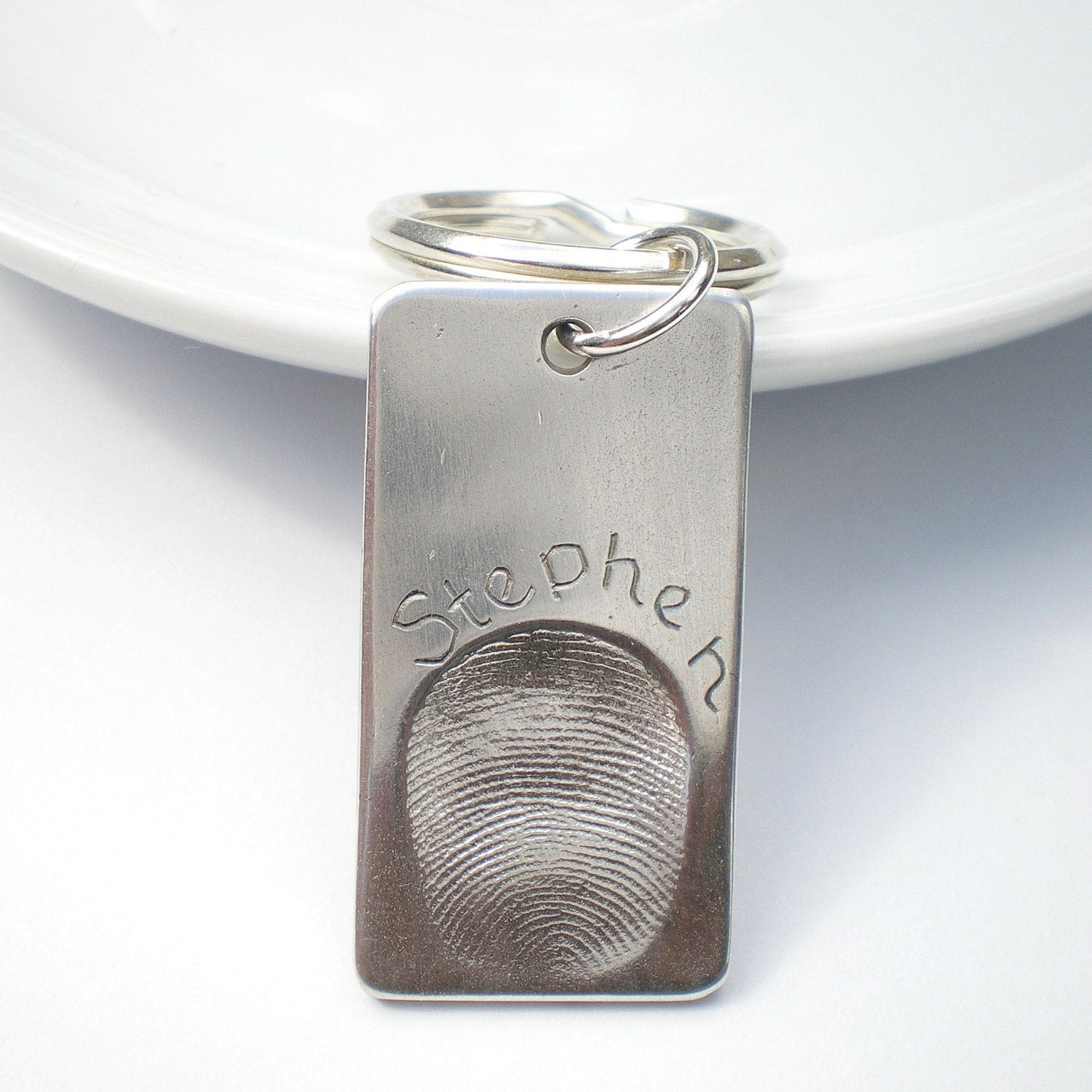 Silver Fingerprint Jewelry, Personalized Keychain, Fathers Day Keychain, Baby Fingerprint Jewelry, Baby Keepsake Jewelry, Wedding Gift