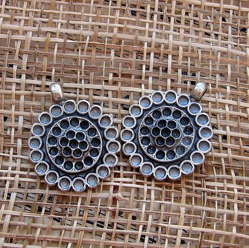 Antique Finish Metal Pendants -Silver Toned - 2 pcs.