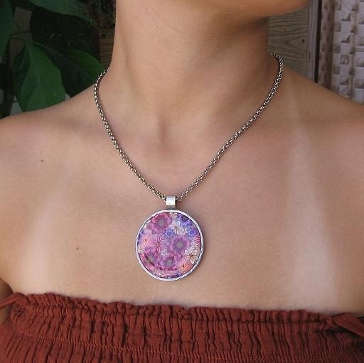 SECRET GARDEN Hand Made Polymer Clay Pendant