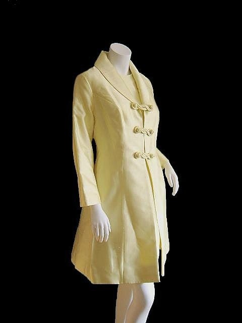 SILK Vintage 60's Asian-Inspired Cocktail Dress and Coat Set M