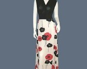 Poppy Flowers Vintage 70's BUTTE KNIT Mod Maxi Dress M