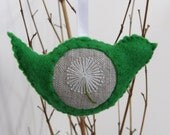 Green Lavender Scented Bird with Dandelion Embroidery