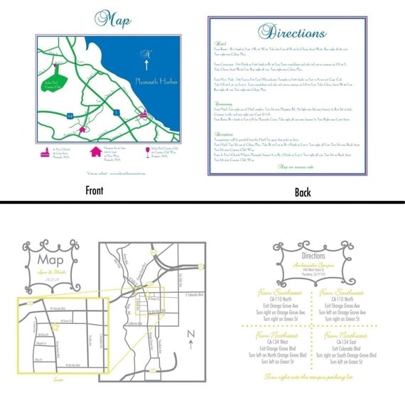 Wedding or Event Map Design- 2 sided Il_570xn
