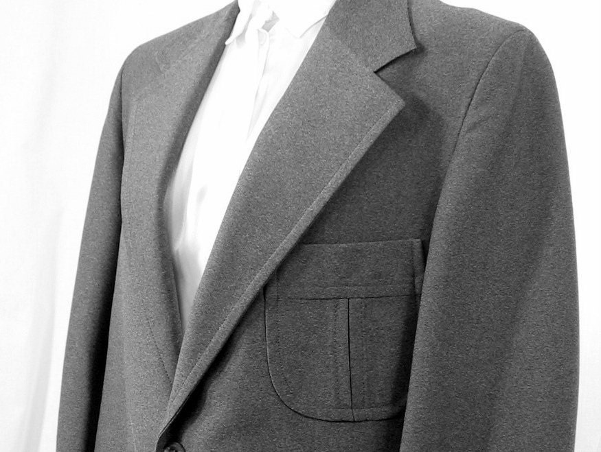 Suit Coat Mens Sport Jacket Gray Vintage 1970s Size 42