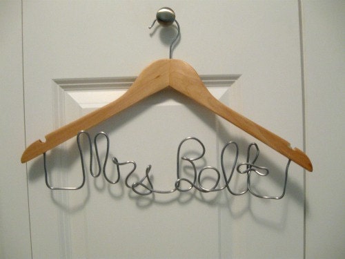personalized Bridal Hanger Mrs Natural Finish