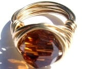 Wire Wrapped Swarovski Crystal Ring - Available in Many Colors - Great Gift Idea