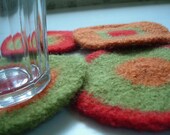 Felted Coasters - Orange, Green, Red