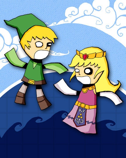 Nintendo Link Legend of Zelda Art Print Illustration Video Game