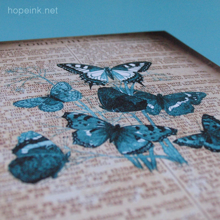 Vintage Bible Page Art, Butterfly Scripture Illustration Print (8x10)