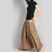Red Pocket - silky linen maxi SKirt (Q1001)