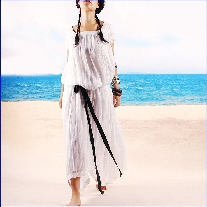 Aegon 2 silk chiffon long dress (Q1010)