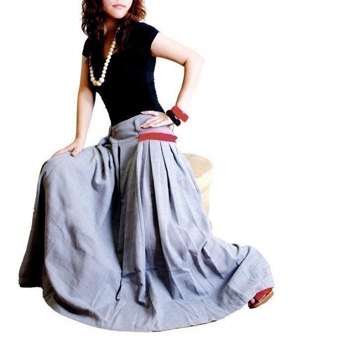 RED POCKET Maxi Skirt in black (Q1001)