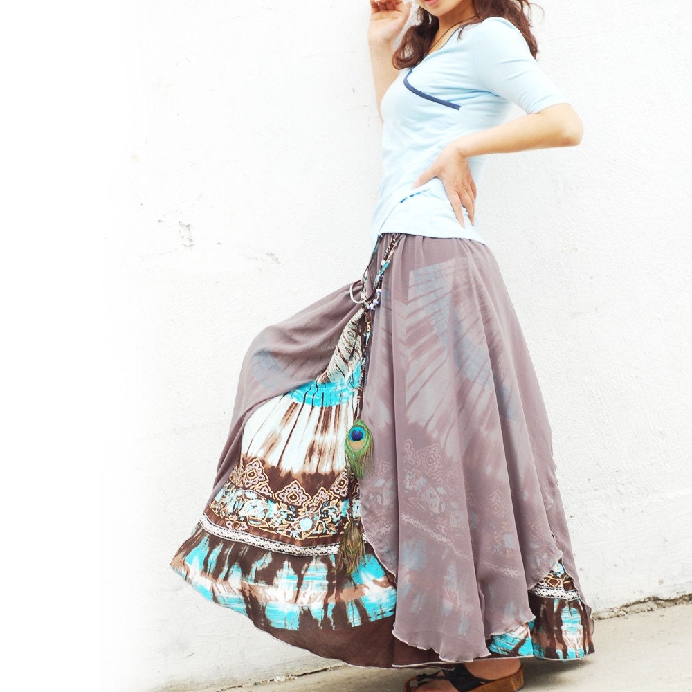 Nepalese sari maxi skirt (Q1106)
