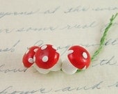 Vintage Teensy (10mm) Spun Cotton Red-Topped Amanita Mushrooms - Package of 12
