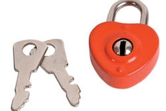 10 Locked Hearts - Red Heart Lock with 2 Keys (10 Sets)