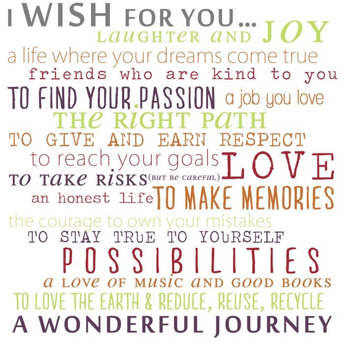 Wish For Child Nursery Kids Room Print Words Wall Art Love Journey Respect 10x10 NO frame included